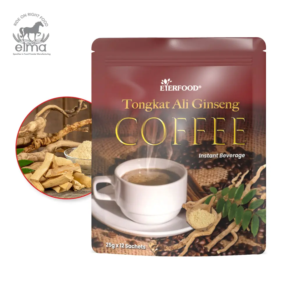 Özel etiket malezya Tongkat Ali beyaz kahve erkekler için iyi ve zengin kahve Aroma malezya klasik lezzet kolaylık paket