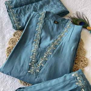 Women's Salwar Kameez with Khatli Work in Silk Fabric with Beautiful Color Fully Stitched Readymade - Product Image 1
