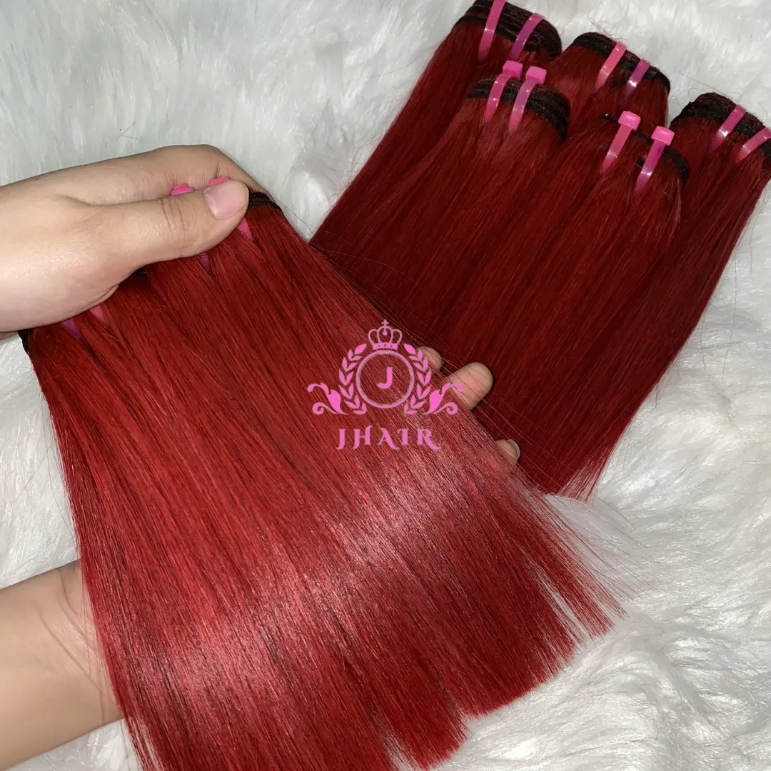 Mejor venta 2023 sin caída de color trama recta cabello vietnamita crudo cabello natural entrega rápida