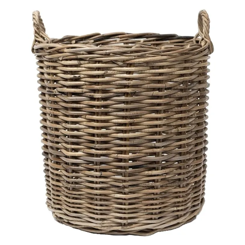 Basic Customized Woven Seagrass Basket Wicker Clothing Laundry Collapsible Round Hamper Decorative Wholesale Storage Baskets
