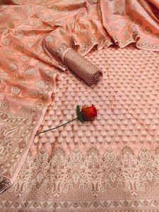 Özel yapılmış güzel çekici dokuma brokar ipek sarees açık kahverengi renk ve desenler mevcut saf ipek kumaşlardan yapılmış