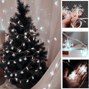 Adorno de árbol de Navidad conectable con forma de copo de nieve, 33ft, 100 LED, personalizado, venta al por mayor, guirnalda de luces LED de Navidad - Product Image 3