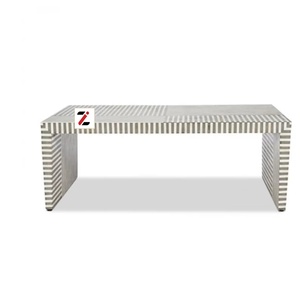 El işi kemik kakma gri ve beyaz çizgili desen merkezi masa oturma roominliving için lüks dekoratif Accent sehpa - Product Image 2