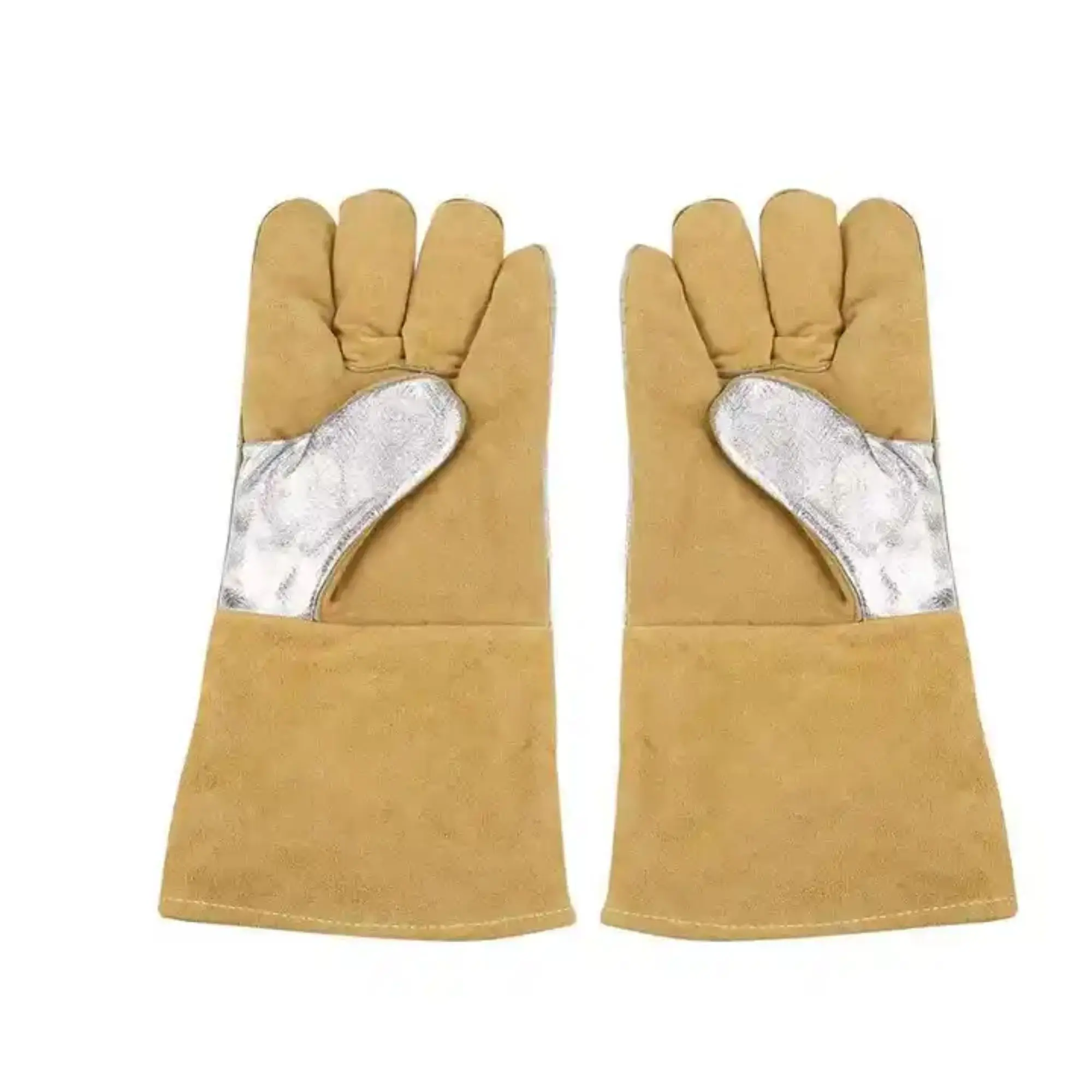 Premium Cowhide Split Leather Industrial Safety Protection Aluminized Back Heat Fire Spark Resistant Welding Gloves for Hand