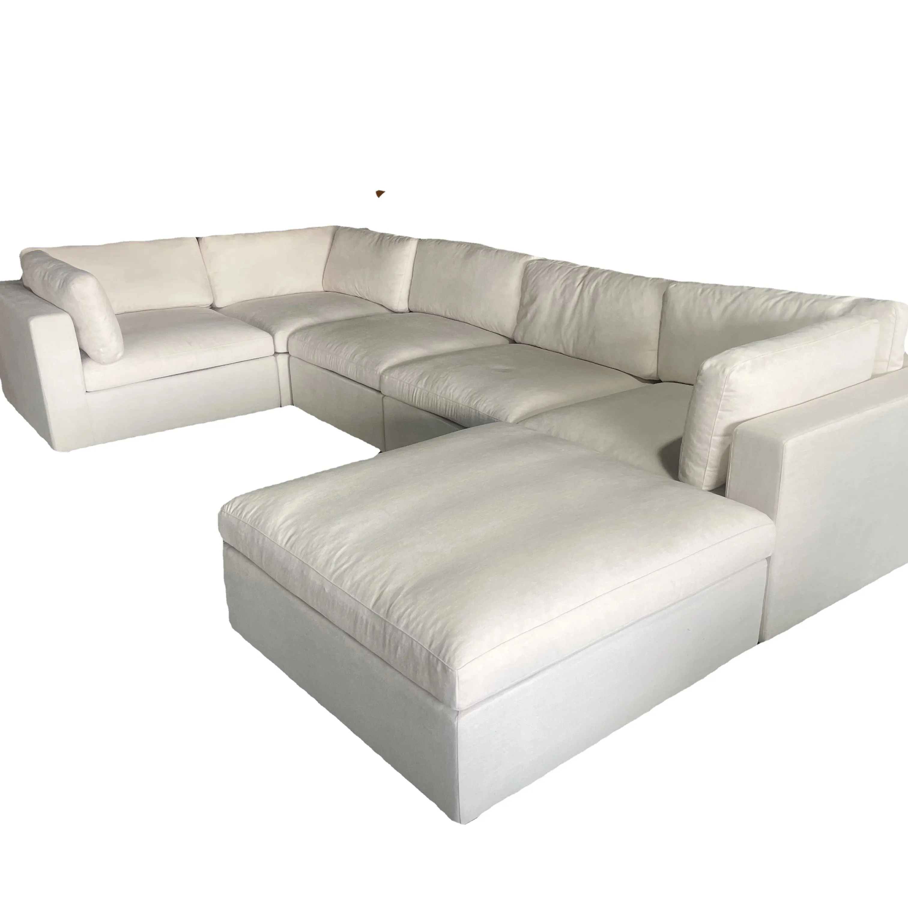 Sofá cama de nube blanca de lujo moderno sofá modular de nube en forma de U sofá seccional