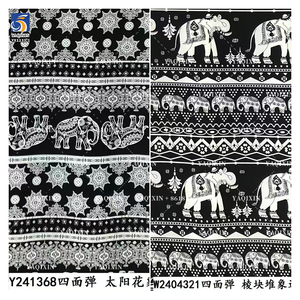 YX1233-1 Tùy Chỉnh 100D Voan 4 Cách Căng <span class=keywords><strong>Polyester</strong></span> In Vải Phi Tribal Totem Động Vật Voi Mô Hình In Vải - Product Image 5