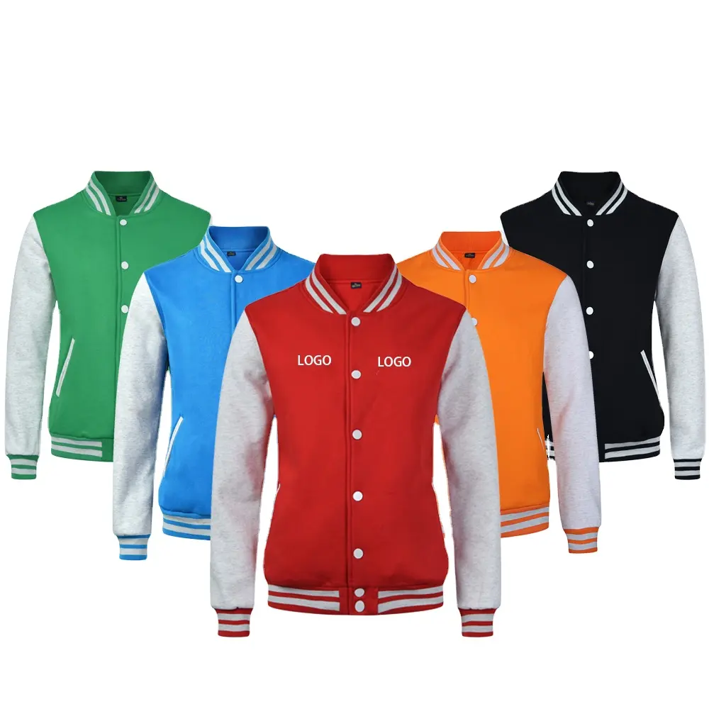 Jaqueta de beisebol personalizada, cardigã de malha de lã com gola, casacos esportivos e com variedade