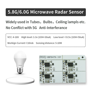 Módulo de sensor de Radar de 3,9G, 5,8G, 10.525G, HZ, 7m de distancia, sensor de movimiento de repuesto PIR, puede cambiar el tiempo de retardo