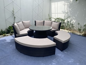 Outdoor <strong>Round</strong> Rattan Sofa Set for Garden and <strong>Patio</strong> for Backyard Chatting and Swimming Pool Relaxing - Product Image 2