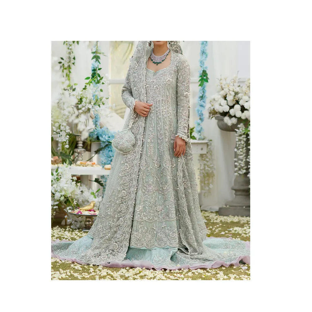 Abbigliamento da festa in stile pakistano 2023 Georgette pesante con ricamo abiti Salwar Pakistani da donna