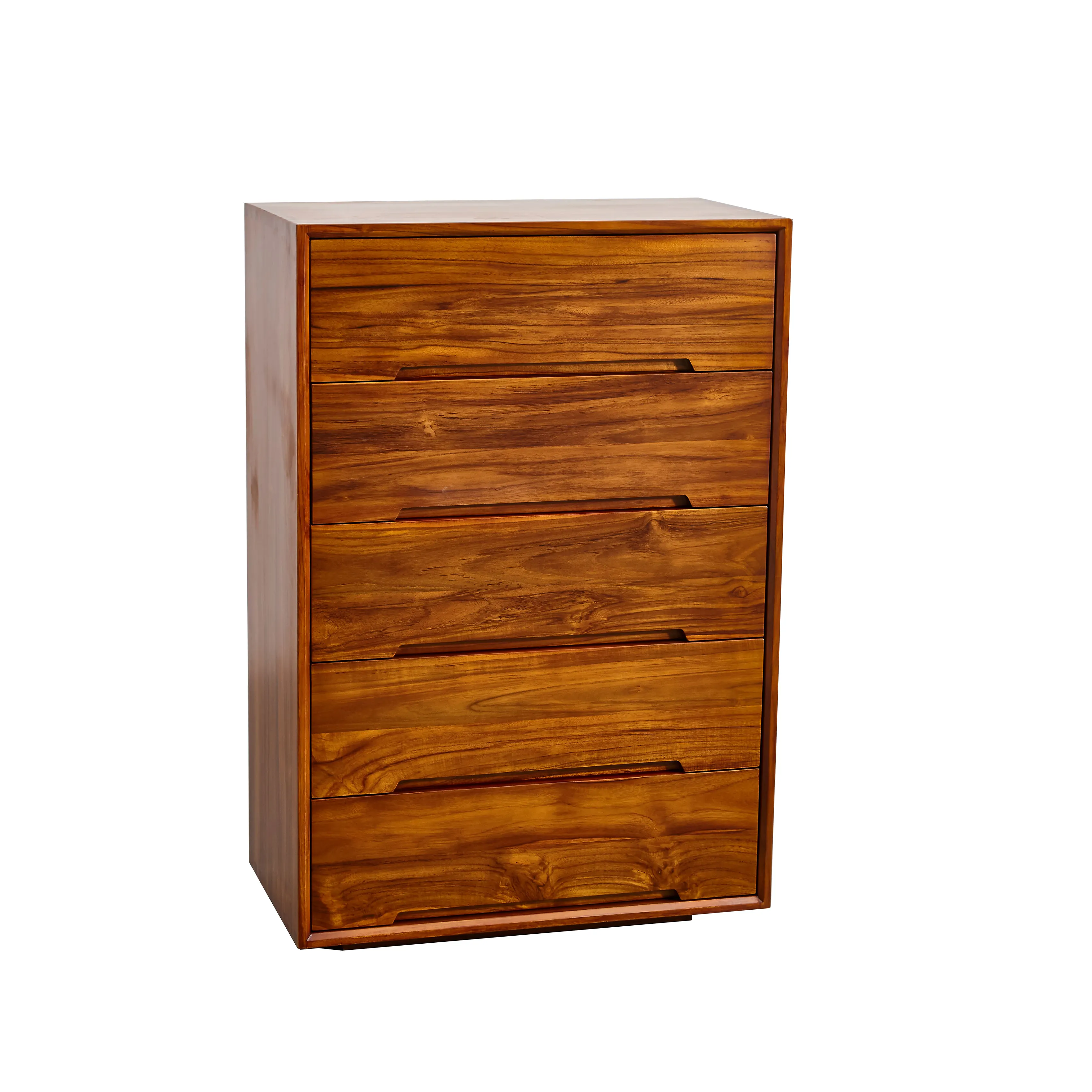 Yatak odası için 5 çekmeceli dayanıklı ve basit klasik tarzı tik çekmece Dresser