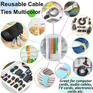 Custom Length Hook and <strong>Loop</strong> Cable Ties Reusable Fastening Cable Ties Organizer Hook and <strong>Loop</strong> Wire Ties Cable <strong>Cord</strong> Management - Product Image 3