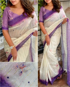 Moda kıyafet Modern stil Gadhwal keten pamuk Saree bluz ile dijital baskı gökkuşağı iplik el <span class=keywords><strong>Katha</strong></span> satılık çalışmak