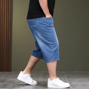 新款大码长款男式短裤宽松弹力牛仔裤男式薄3/4羊毛衫夏季轻大胖牛仔马裤 - Product Image 2