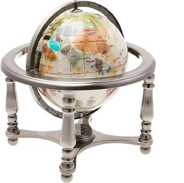 Mappa del mondo in metallo MS INC con supporto a quattro colonne globo Home Office studente scolastico insegnamento globo geografico educativo