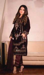 Nieuwste Designer Zware Viscose Fluwelen Borduurwerk Werk Salwar Pak Indian & Pakistani Kleding By Fab Zone - Product Image 2