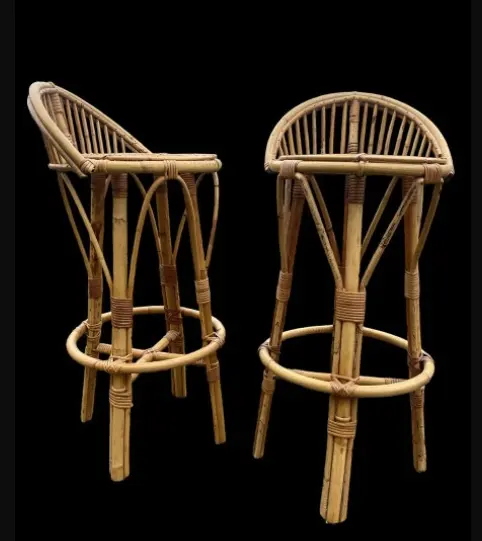 प्राचीन बांस रतन उच्च ऊंचाई Footrest के साथ बार मल के लिए उपयुक्त काउंटर कैफेटेरिया पब कैफे रिसेप्शन इंतजार कर बार कुर्सी