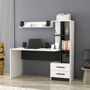 Alta qualità ALASKA scrivania da studio bianco-nero Multi-funzione tavolo disegni in legno scrivania Computer sala studio mobili per la casa - Product Image 1