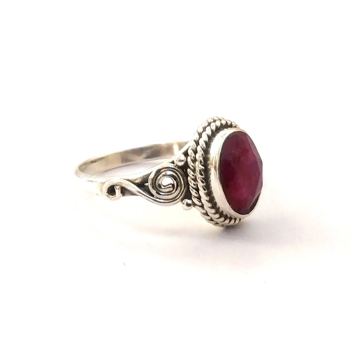 Bezel Handmade simple Natural Indian ruby Stone designs Silver 925 red stone finger stone rings women