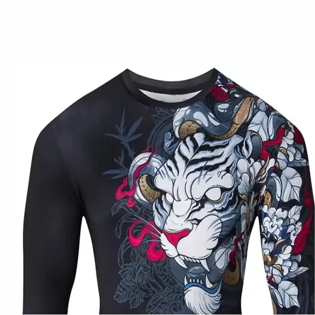 Erkek UV güneş koruma UPF 50 + Skins süblimasyon uzun kollu bjj rashguard