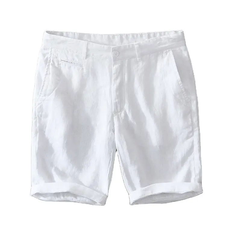 男性用ショーツ2023夏の新しいソリッドホワイトルーズショーツマンカジュアルプラスサイズボタンショートパンツ