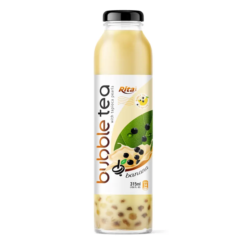 Wholesale Bubble Tea With Banana Flavor 315ml Glass Bottle Factory In Vietnam Ready To Drink
