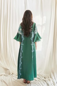 202新着自由奔放に生きるスタイルと快適な女性エレガントなプラスサイズの刺Embroidered作品長袖ビーチサイドエレガンスマキシドレス