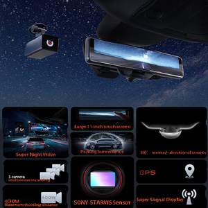 Akeyo 12英寸重力传感器1080p仪表板凸轮3镜头夜视多通道汽车后视镜，带仪表板凸轮记录器触摸屏 - Product Image 6
