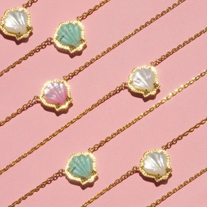 New Arrival Gold <strong>Plated</strong> Shell Aventurine <strong>Jade</strong> Conch Necklace for Women - Product Image 3