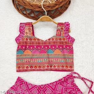 インドのファッション女の子の服お祭りの服キッズはソフトシノンシルクマルチスレッド & 刺Embroideryキッズレヘンガチョリを着用