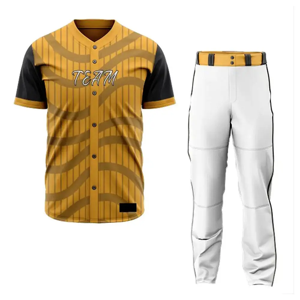 Uniforme de béisbol Nuevo modelo Secado rápido Transpirable Hombres Peso ligero 100% Poliéster Uniforme de béisbol 2 piezas Sublimación