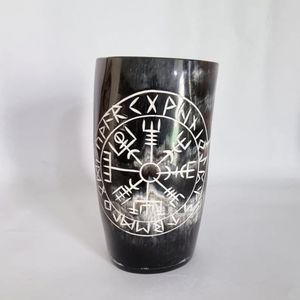 100% 天然オックスホーンビール飲むホーン高品質ポリッシュガラス航海スタイル愛製品安価BY HFクラフト