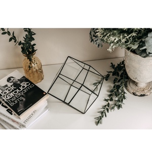 现代工厂供应球形玻璃容器花瓶金属框多用途家用植物花茶 - Product Image 6