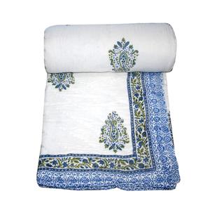Printed Jaipur Quilt Light Weight Quilt With a Beautiful Color and Design Hand Block Printed Cotton <strong>Rajai</strong>