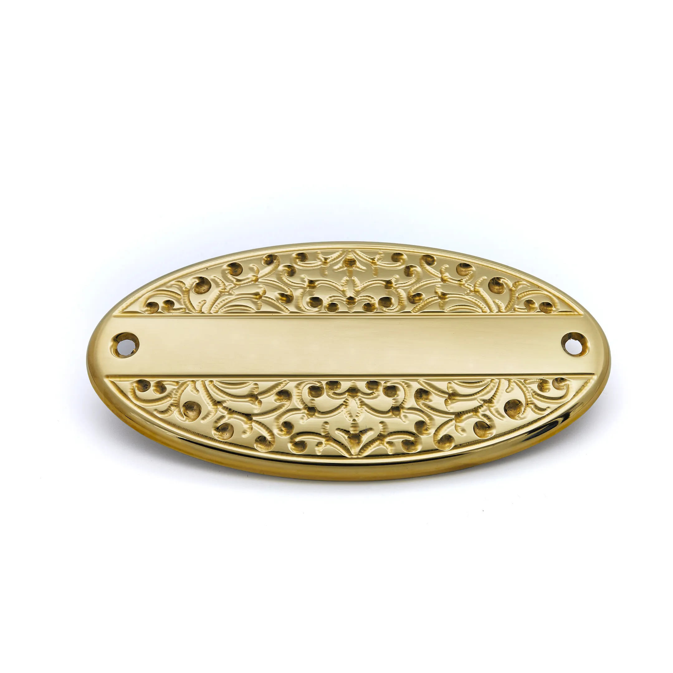 Premium artigianale Made in Italy Asmara ovale in ottone lucido porta targhetta targa targa in metallo decorazioni per la casa