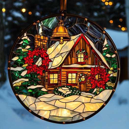 Hanging christmas cabin with bell