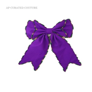 Girl Mardi Gras Leather <strong>Bows</strong> Pigtail Purple <strong>Gold</strong> and Green Tail <strong>Bows</strong> for Girl - Product Image 5