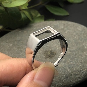 ソリッドリング925スターリングシルバー調整可能金メッキ925スターリングシルバー10x 14mm調整可能リングベース長方形正方形カボション