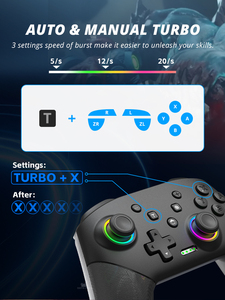 Data Frog Wireless <strong>Controller</strong> for Nintendo Switch OLED/LITE/PC Console Pro Gamepad with Programmable Turbo <strong>Function</strong> RGB Light - Product Image 5