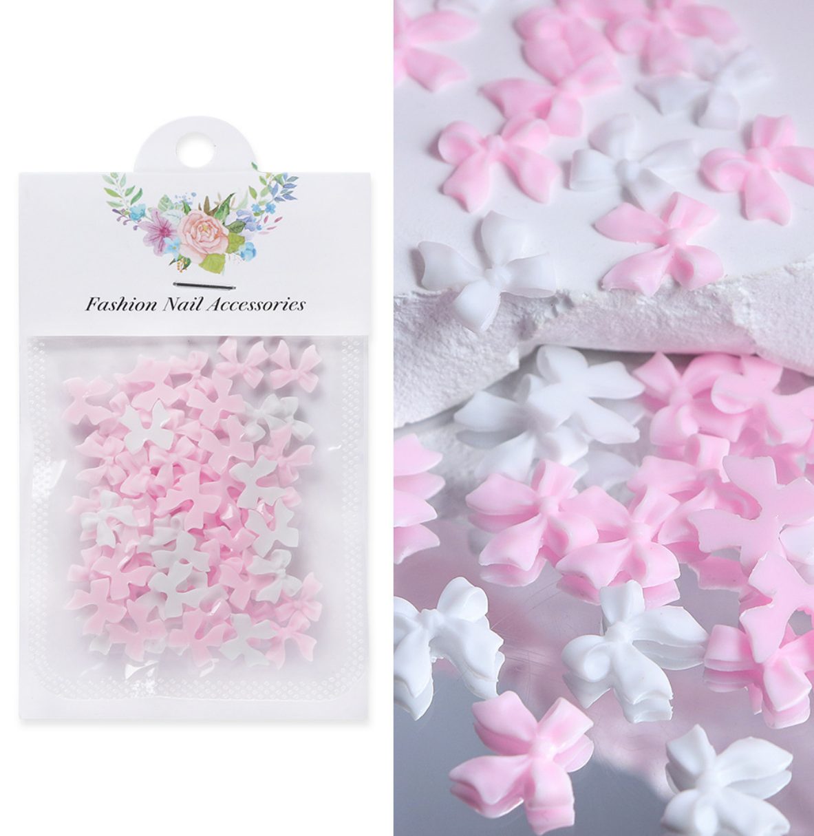50pcs white pink