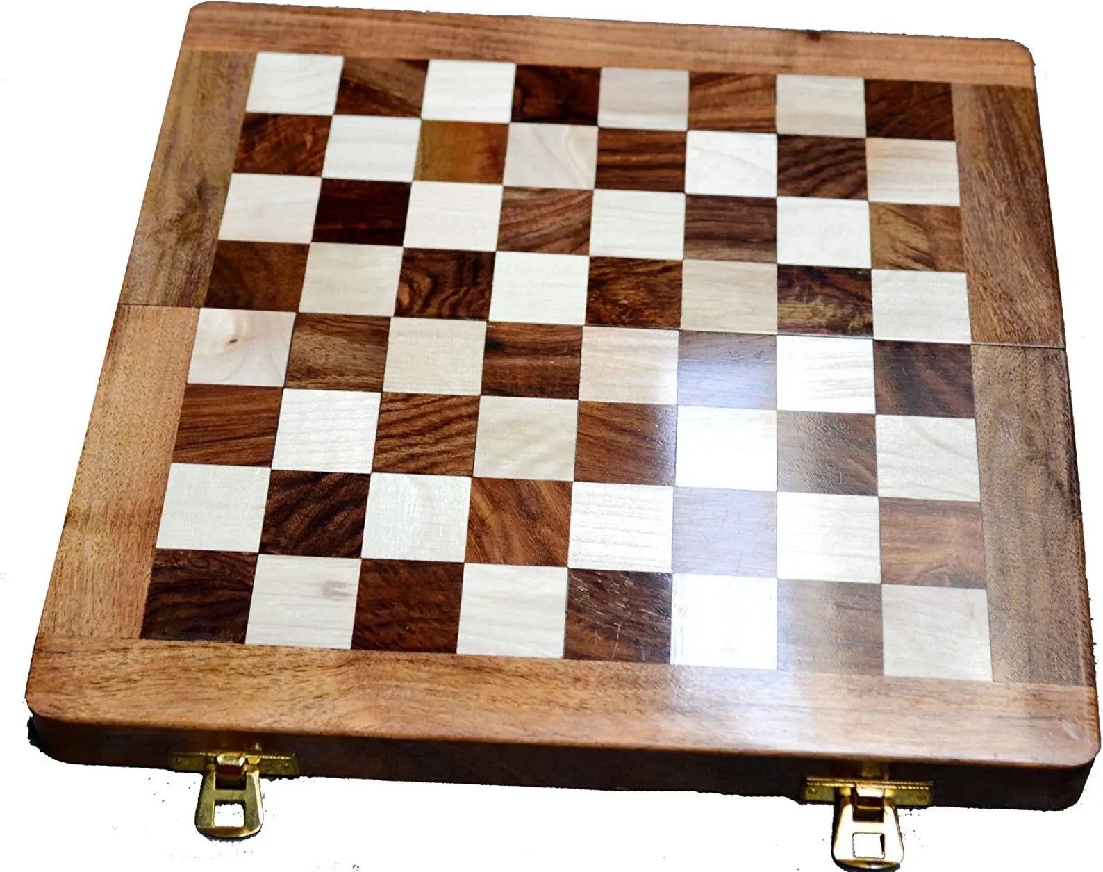 Set di scacchi in legno da 10 pollici lavorati a mano e realizzati a mano, pezzi lavorati a mano, realizzati con gioco pieghevole Vintage