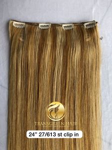 Wholesale 24'' Colour #27/613 Straight Remy <strong>Hair</strong> Extensions <strong>India</strong> Raw Unprocessed Indian Temple Virgin Clip <strong>Hair</strong> Best Quality!