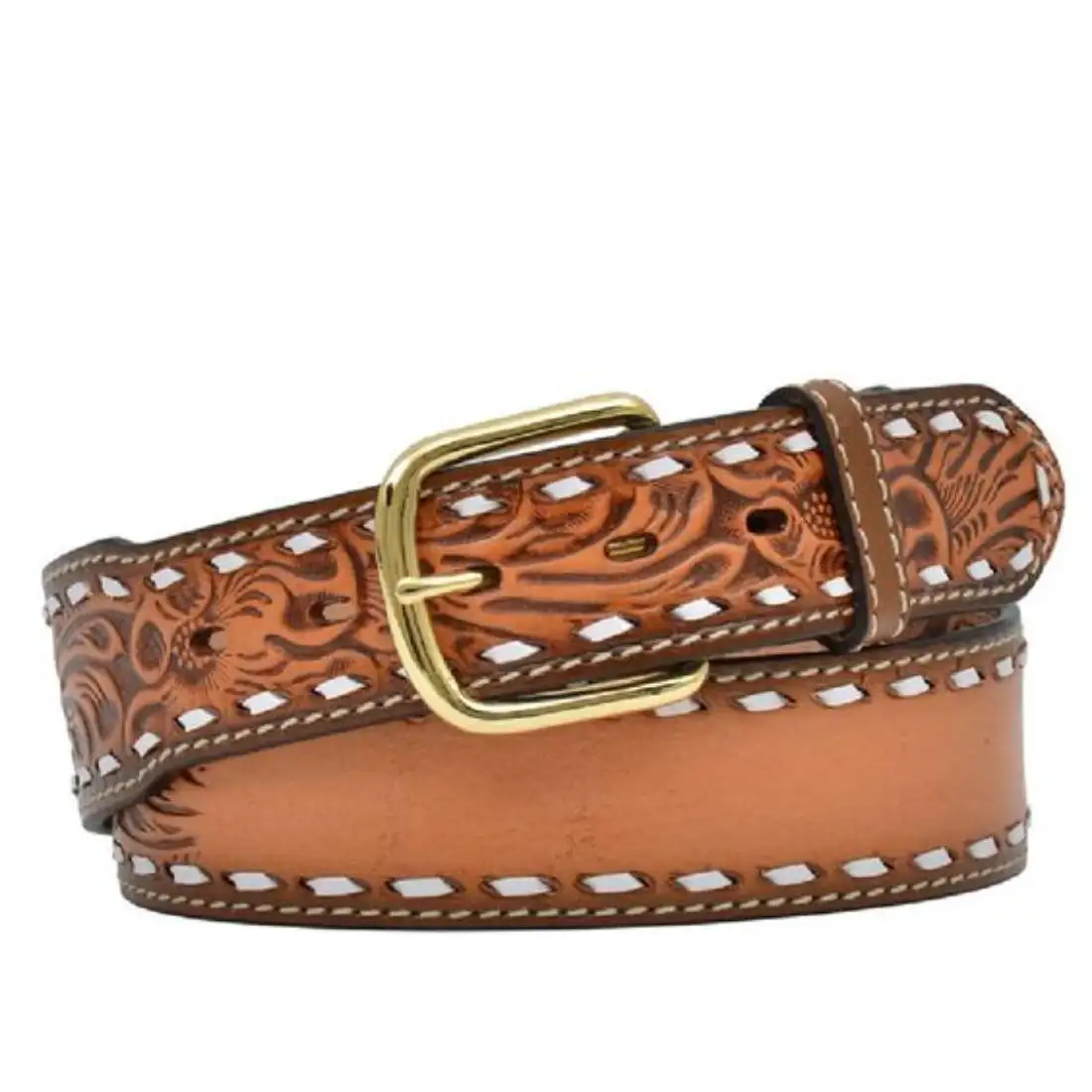 Ceinture en cuir de crocodile à la mode de couleur marron conception sculptée à la main peau de vache de haute qualité ceinture naturelle personnalisée pour les hommes