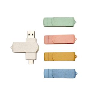 2 in 1 çevre dostu buğday samanı özel logolu USB 2.0 2GB 4GB 8GB 16GB 32GB Flash sürücü 3.0 tip c 128GB Pendrive USB 64GB sopa - Product Image 5