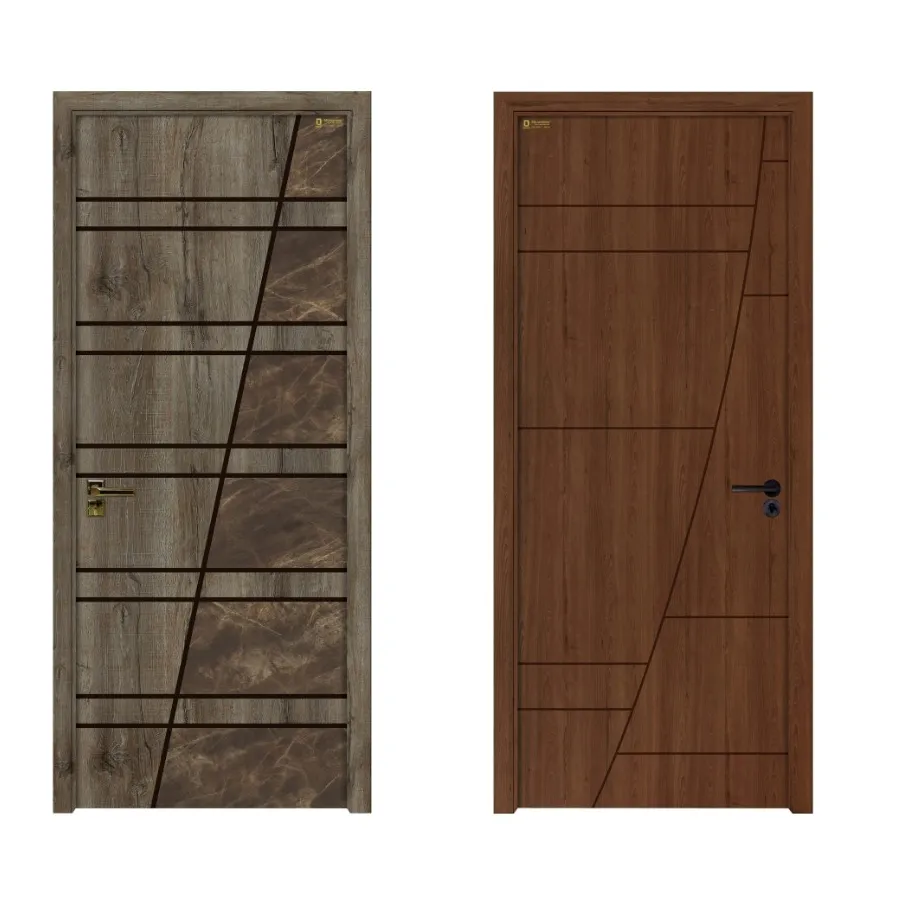 Nouvelle tendance L'ensemble de porte composite bois-plastique de haute qualité avec poignée robuste apporte un style luxueux à l'espace de la maison
