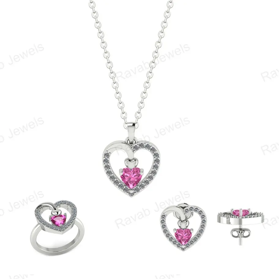 2024 Alta Qualidade Dia Dos Namorados Presente Fine Jewelry Set Cubic Zircon Casamento Bridal Necklace Brinco Anel Jóias Set Para As Mulheres