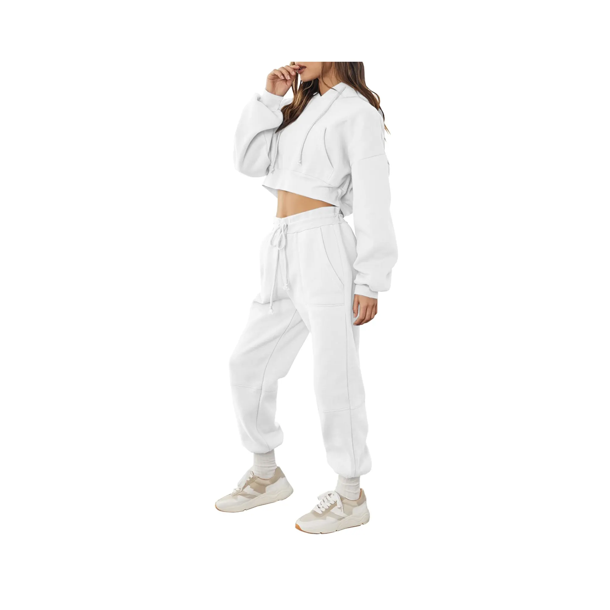 สตรีชุดสูทชุด 3 ชิ้นเดซี่กราฟิกเสื้อCrop Top JoggerกางเกงBreathable Hooded Sweatpantsกีฬาวอร์ม