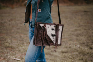 Conwomen Tooled Hairon Tote çanta son batı haftasonu el çantaları kadınlar için geri dönüşümlü tuval deri kolları ile dana çanta - Product Image 6