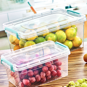 Caja de almacenamiento transparente apilable de 5L con tapa de bloqueo seguro, contenedor organizador de plástico duradero para despensa, nevera, cocina - Product Image 4