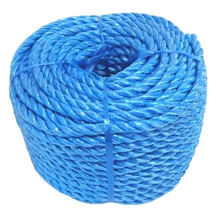 Película dividida de polipropileno azul de color de alta calidad, 3 hebras, PP cuerda trenzada, cuerda de camión, cuerda de tracción PP